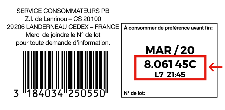 Où trouver le n° de lot ?